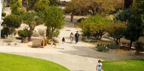 An overhead shot of Scott Courtyard and the Mounds on campus.